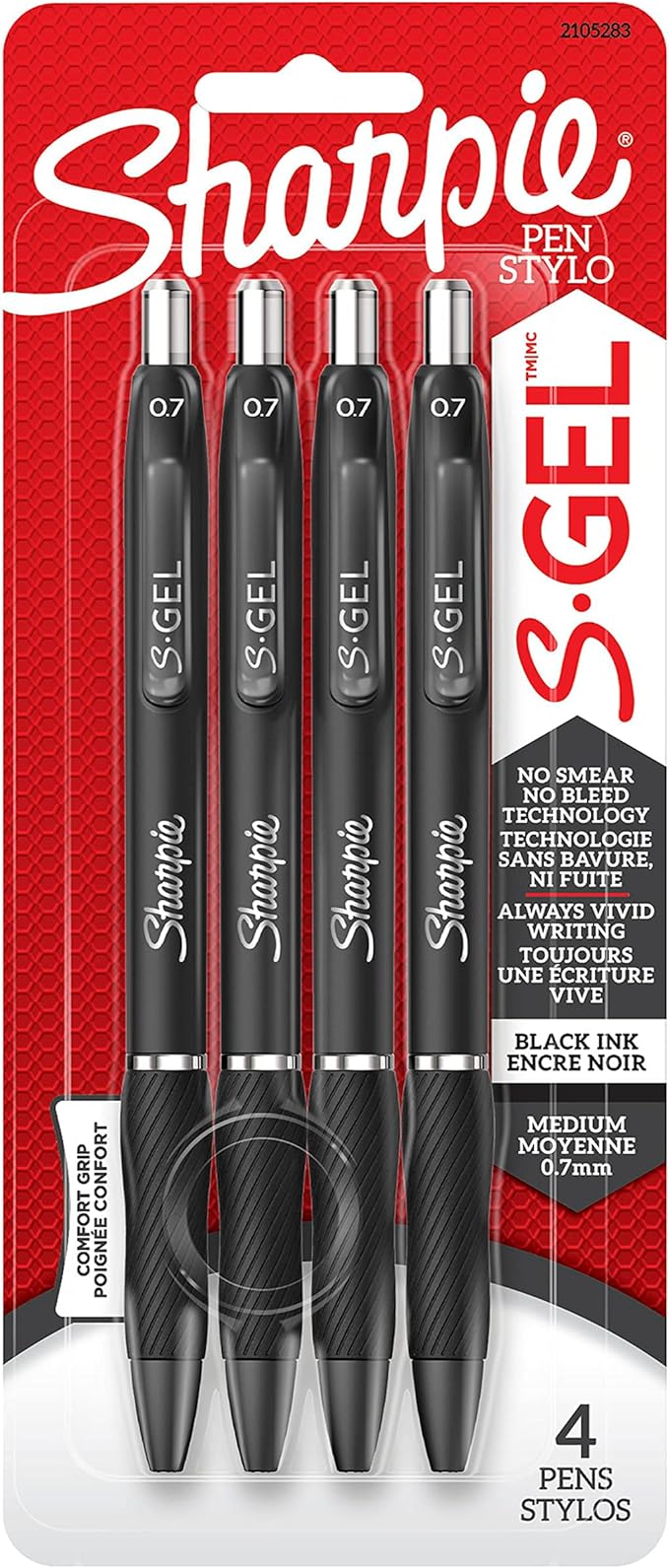 Sharpie S-Gel, Gel Pens, Medium Point (0.7mm), Black Ink Gel Pen, 4 Count, 13 Count, 36 Count